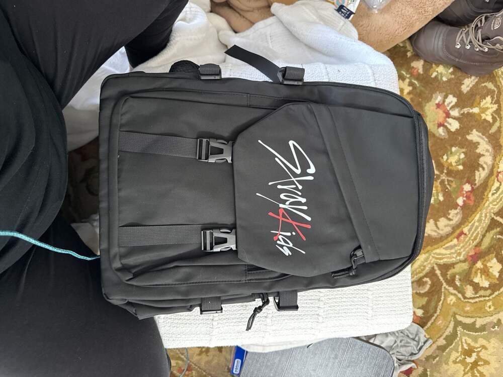Stray Kids Logo K-Pop Merch Black Tactical Multi-Pocket Laptop Backpack